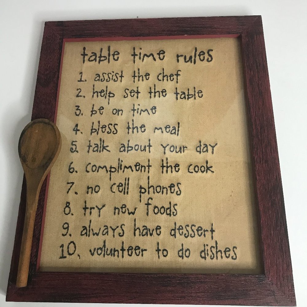 Meal/Dinner Kitchen Table Time Rules Plaque-Timeless by Design